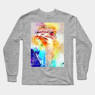 Watercolor Ostrich Long Sleeve T-Shirt